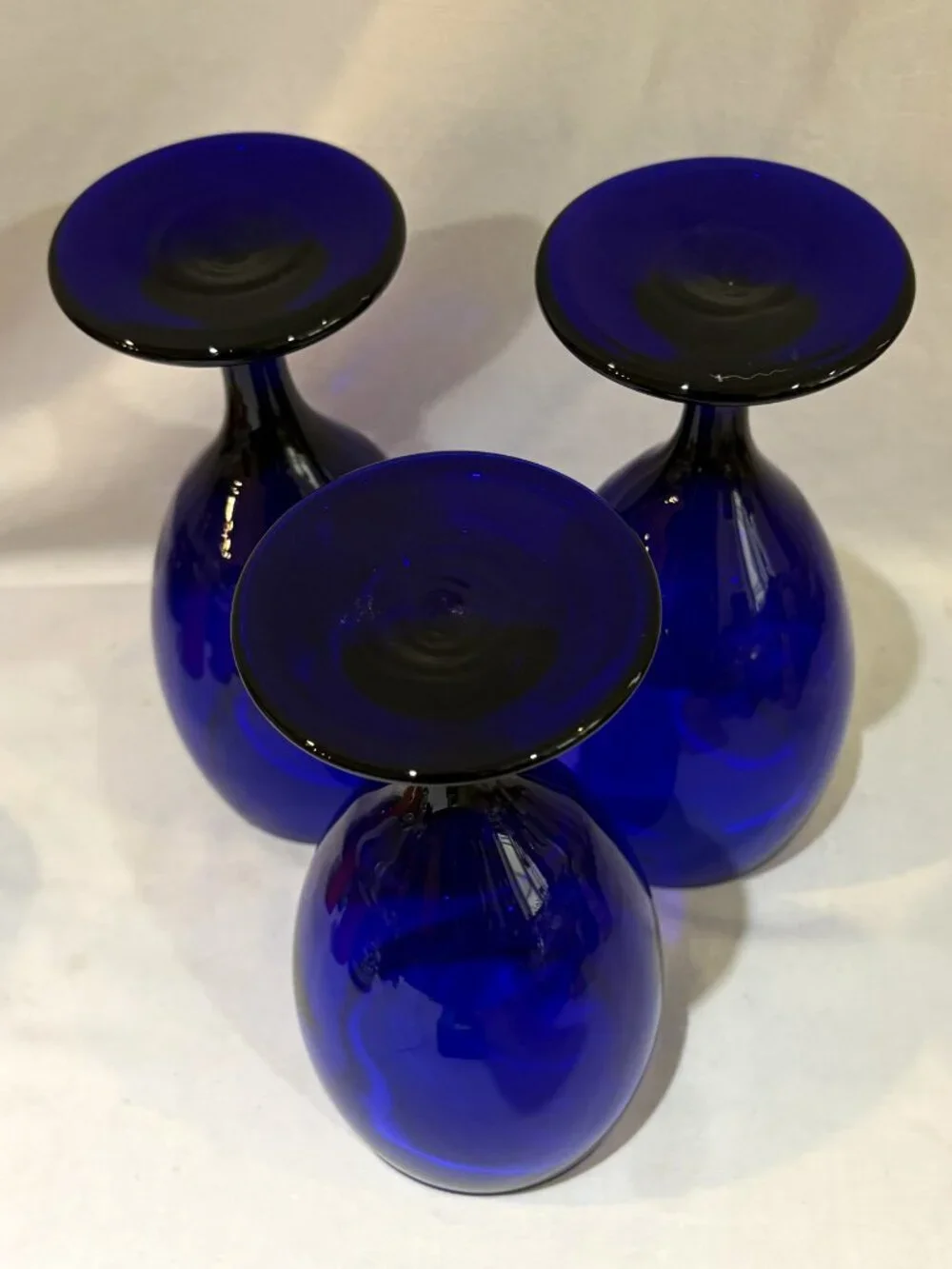 Set of 3 VTG Libbey Glass Cobalt Blue Drinking Glass Goblets